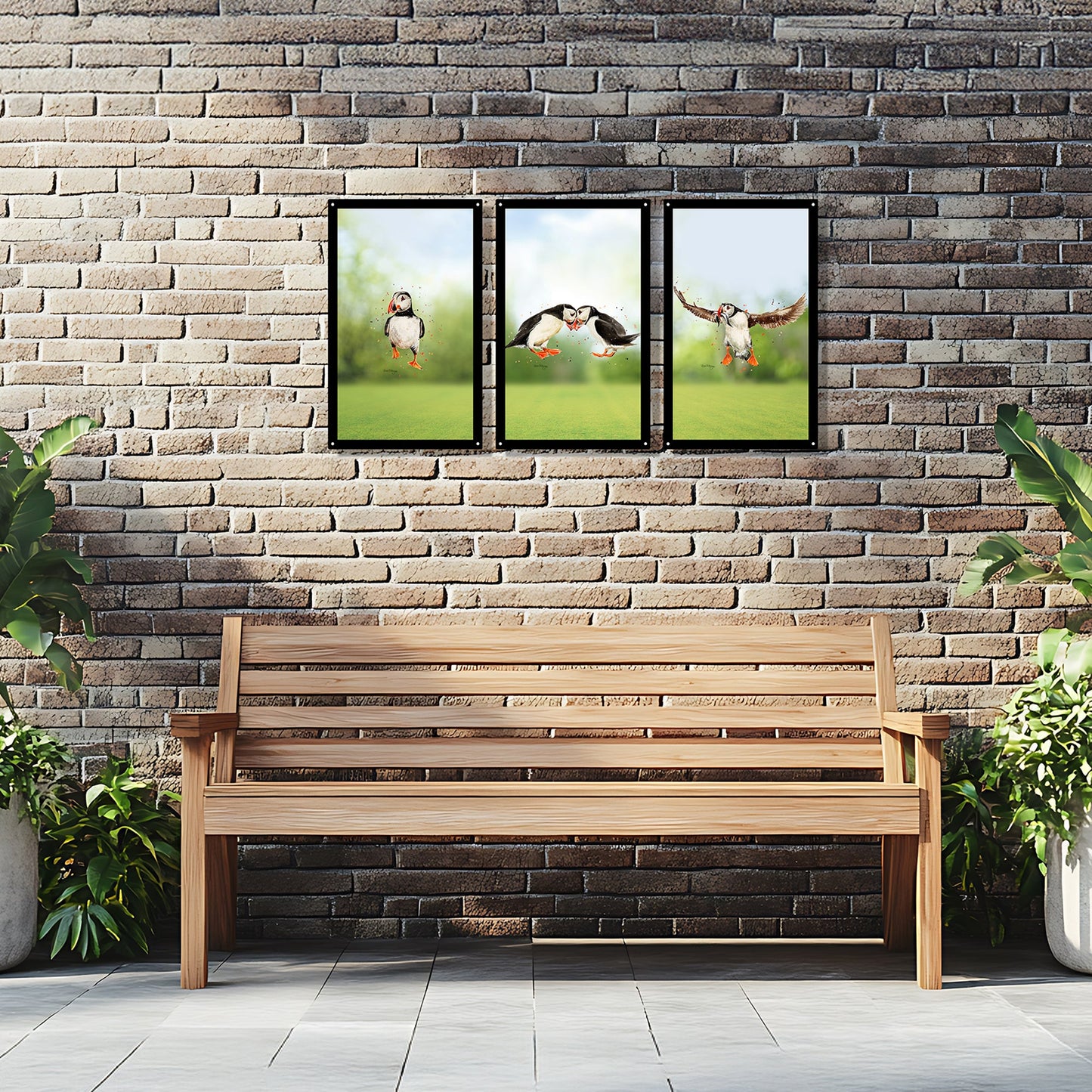 SunCatcher Garden Mirror Set 3 Puffin Parade Illustrations by Bree Merryn