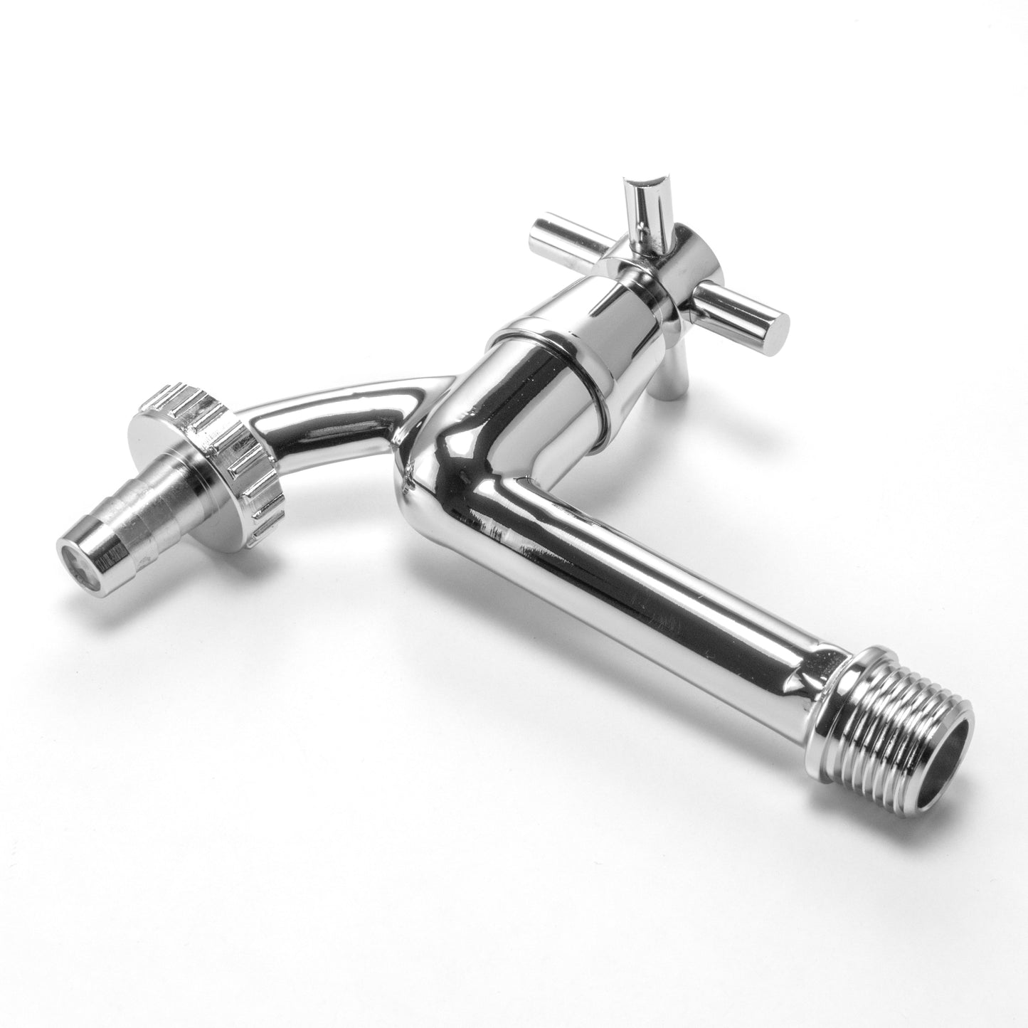 15mm Brass Wall Flange Kit with Extended Brass Chrome Tap 1/2" Barb