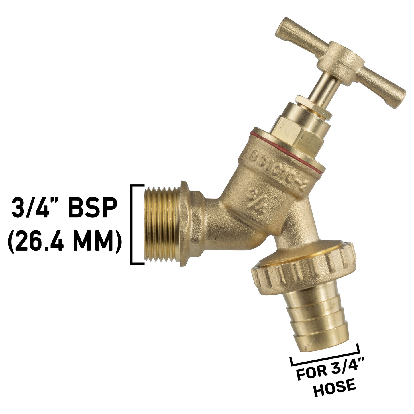 Wall Flange Kit 25mm MDPE - Brass Garden Tap 3/4" Barb