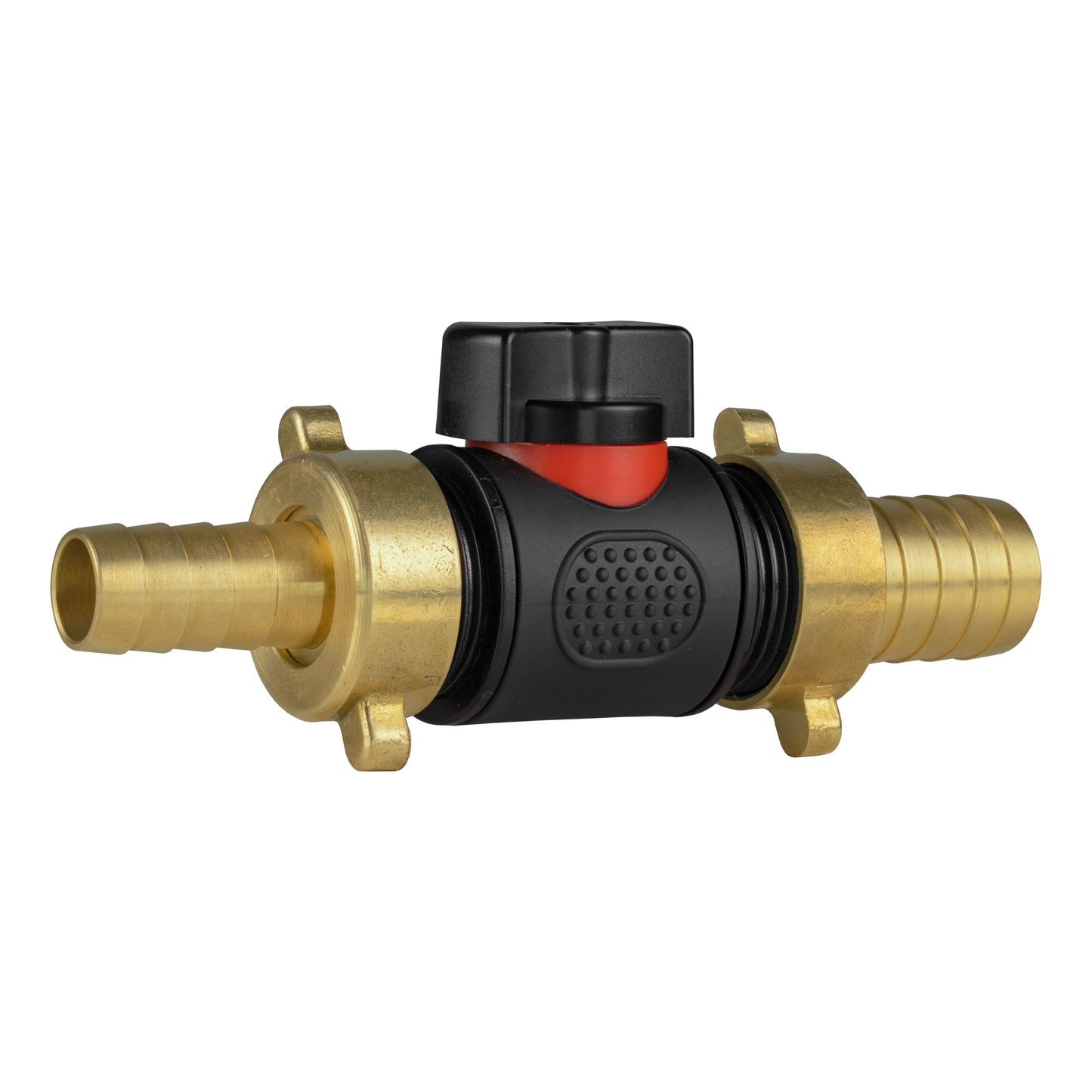 13mm Brass Barb with In-Line BSPM Valve and 19mm Brass Barb
