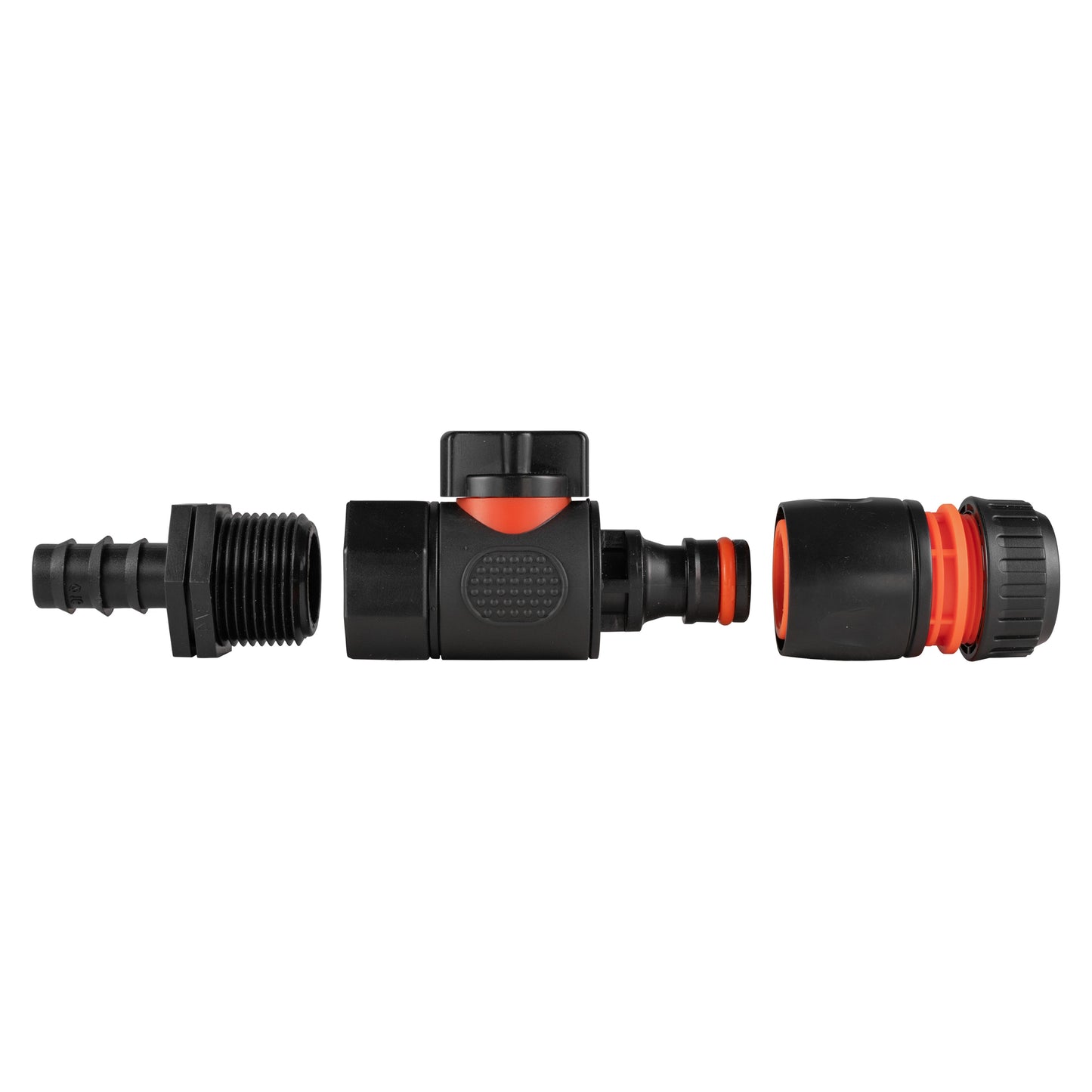 16mm Barbed Straight with BSPF-Quick Connect Valve & Hose Connector Black