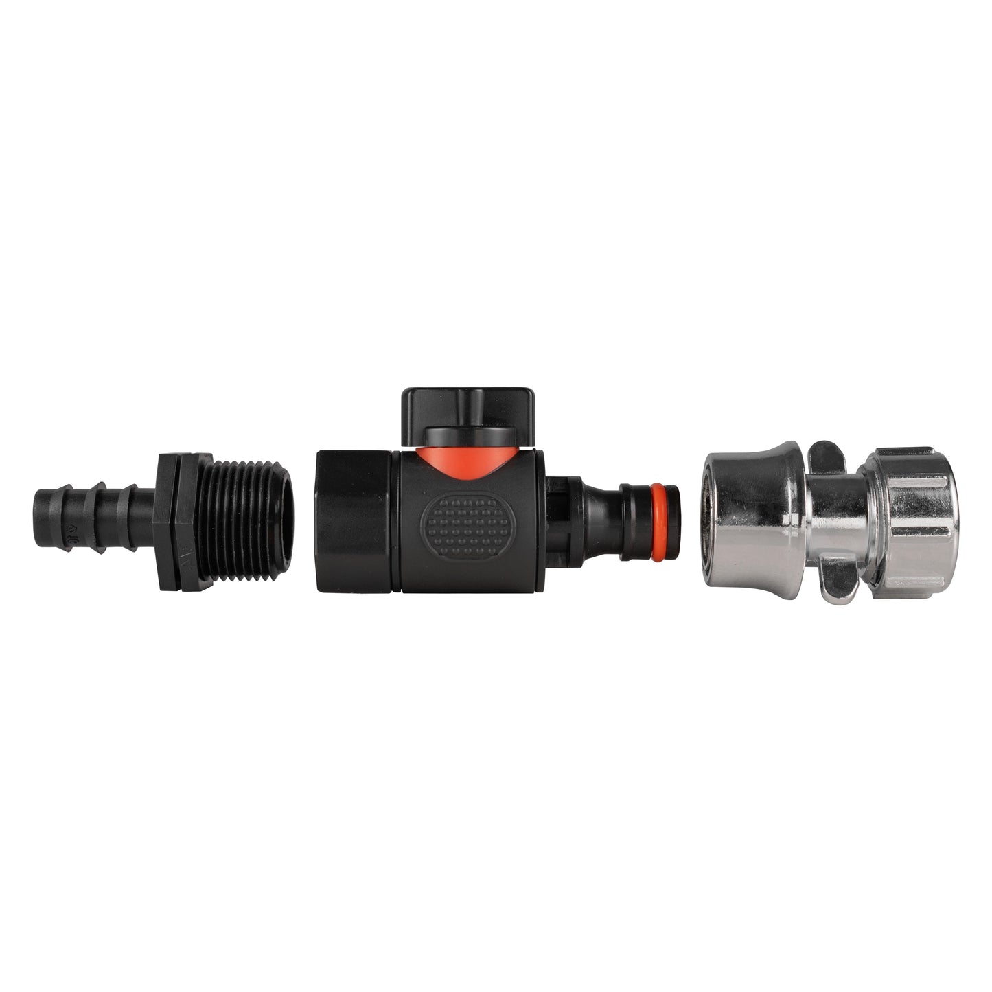 16mm Barbed Straight with BSPF-Quick Connect Valve & Hose Connector Zinc