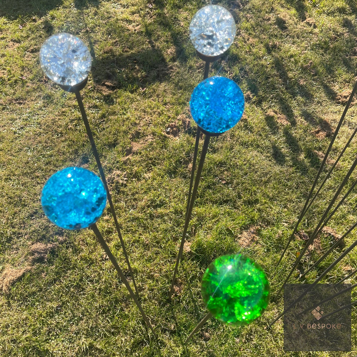 Decorative Glass Finish Metal Garden Stake with a choice of size and style available.
