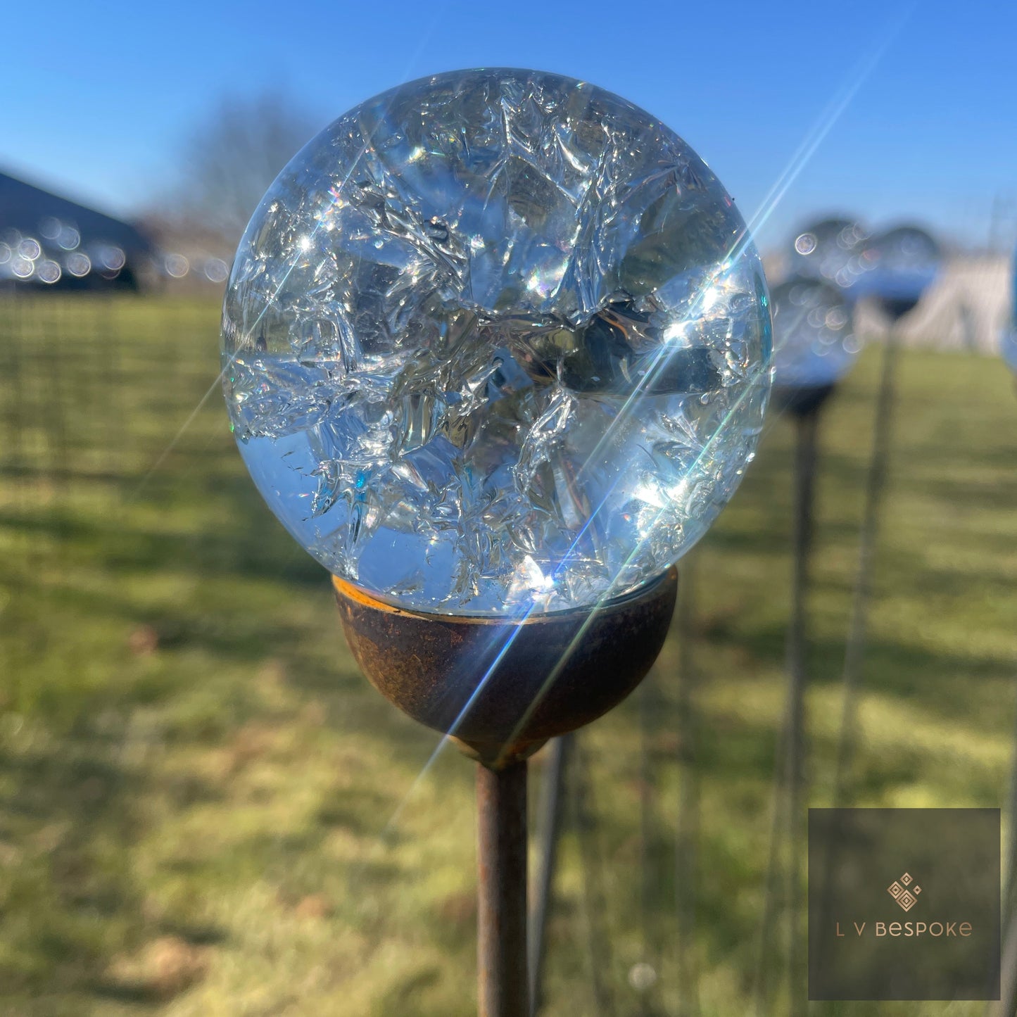Cluster of 3 Glass/Marble Garden Feature available in a number of finishes and 2 heights