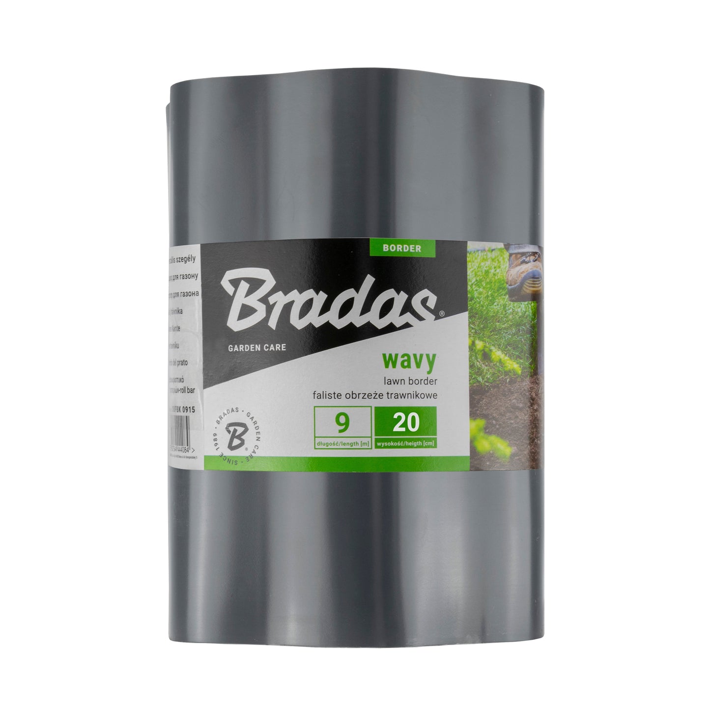 Wavy Plastic Garden Lawn Edging, H=20CM, L=9M, Gray