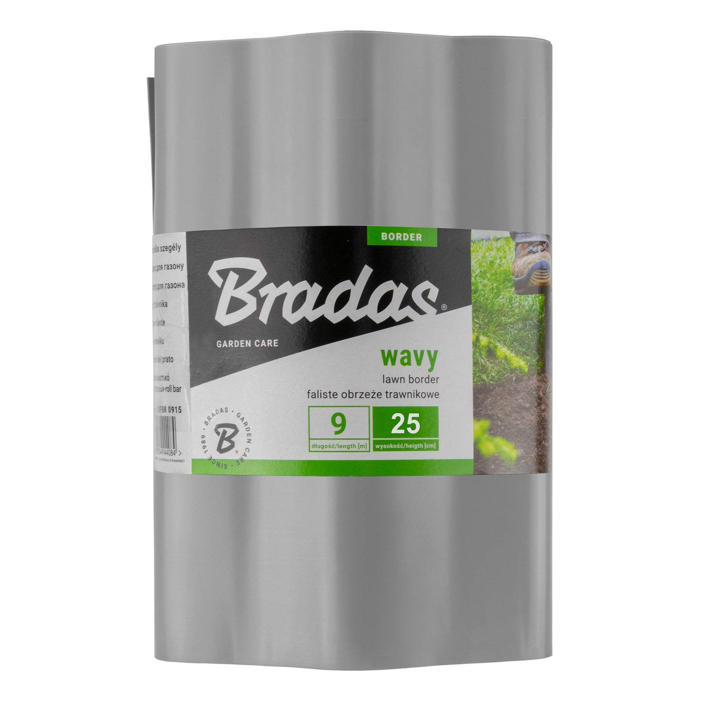 Wavy Plastic Garden Lawn Edging, H=25CM, L=9M, Light Gray