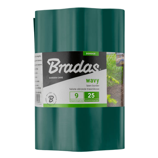 Wavy Plastic Garden Lawn Edging, H=25CM, L=9M, Green
