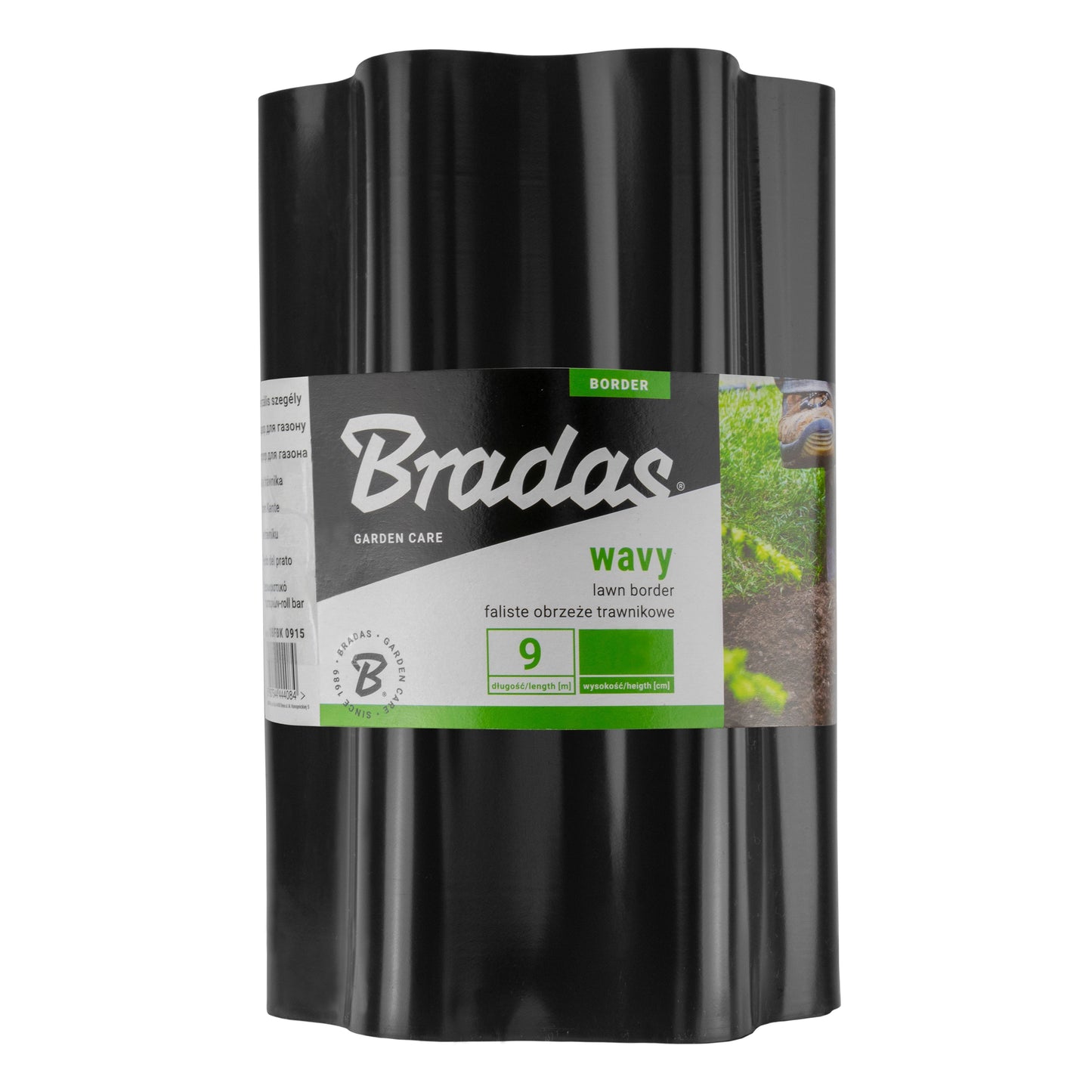 Wavy Plastic Garden Lawn Edging, H=25CM, L=9M, Black