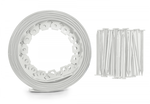 Lawn Border Set, Easy Border 40mm Light Gray 10m with Pegs