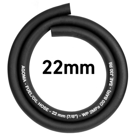 Rubber 22mm Braided Fuel, Oil Hose SAE J30 R6