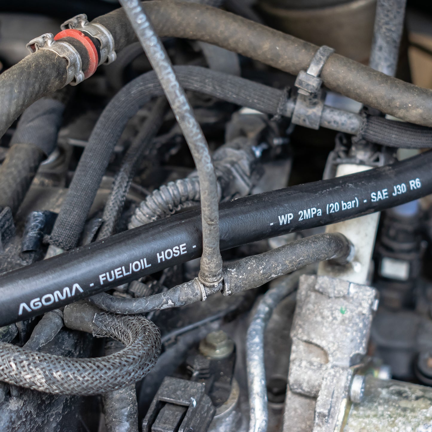 Rubber 6mm Braided Fuel, Oil Hose SAE J30 R6