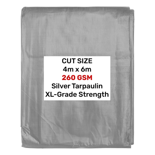 Silver XL-Grade Tarpaulin 4m x 6m