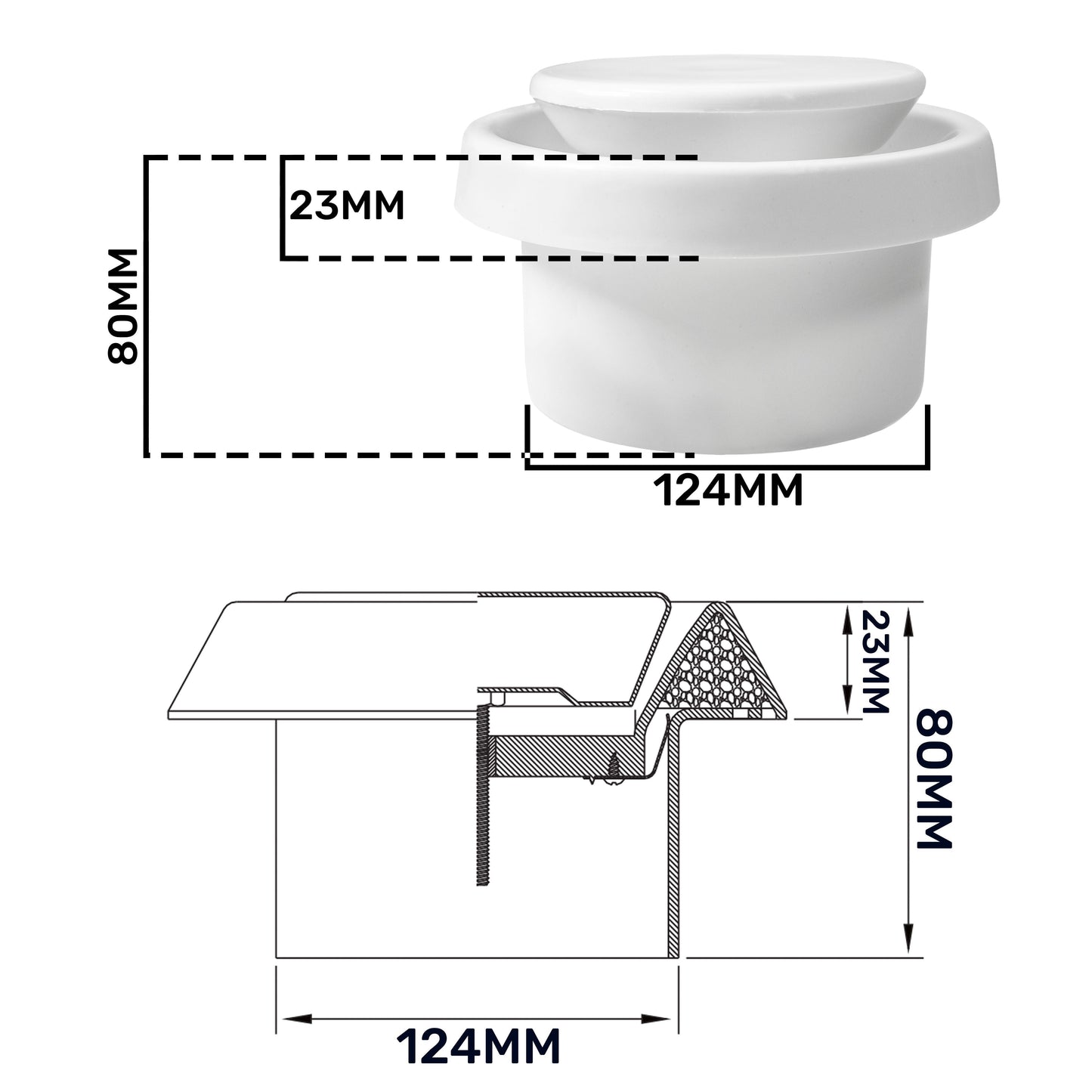 White ABS Extract Ceiling Valve 125mm