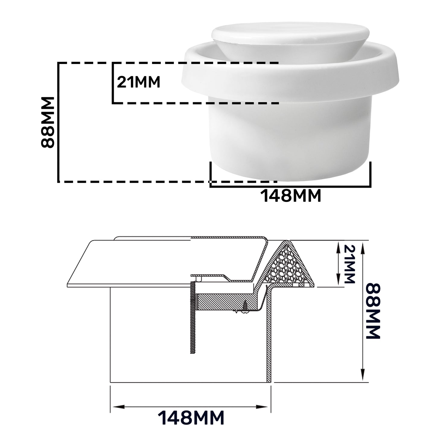 White ABS Extract Ceiling Valve 150mm