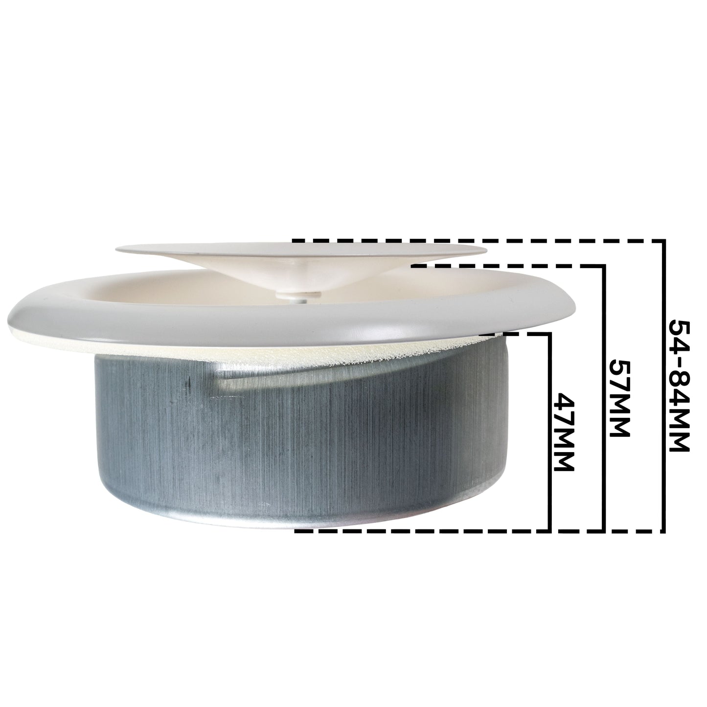 White Metal Extract Ceiling Valve 125mm - Anemostat SV