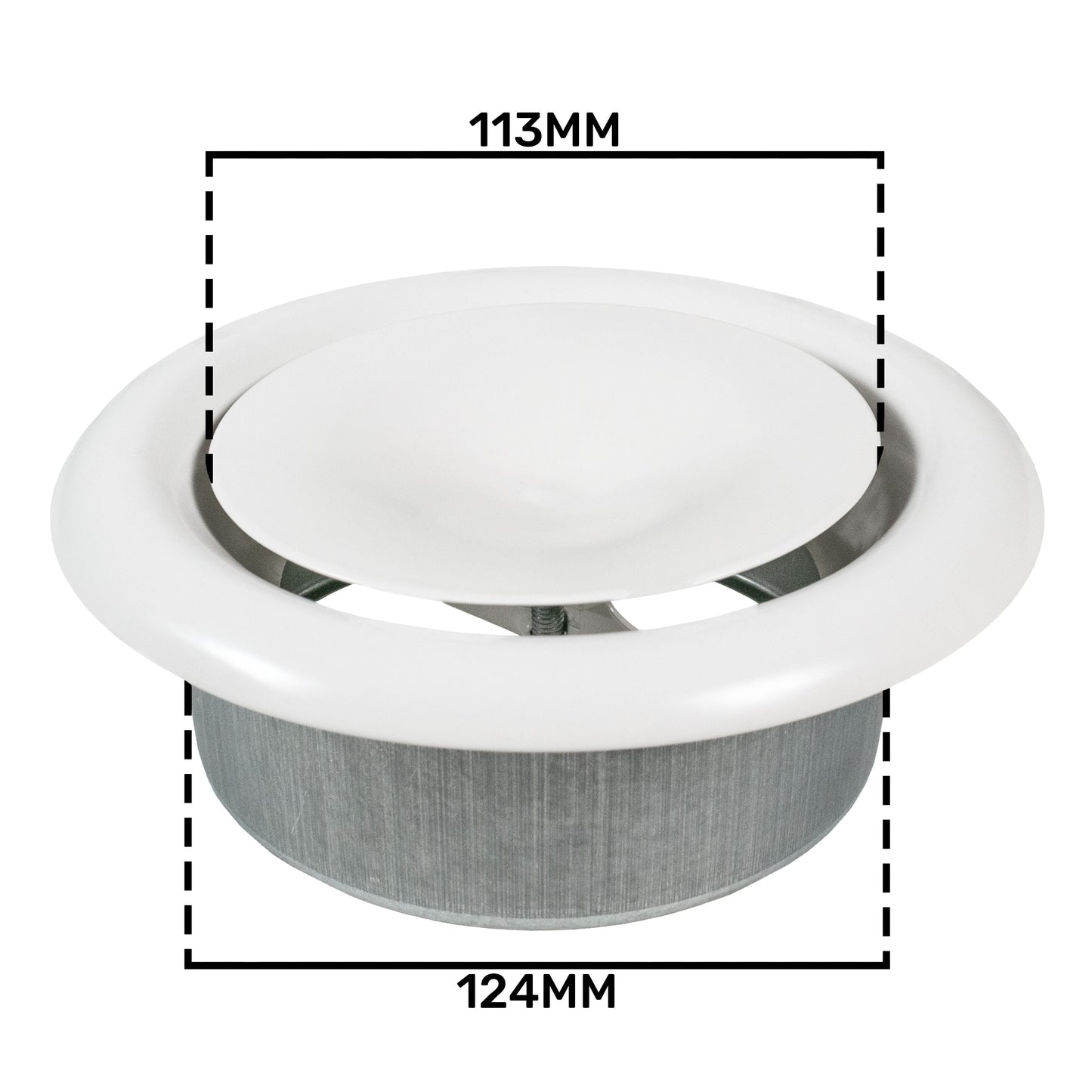White Metal Extract Ceiling Valve 125mm - Anemostat SV