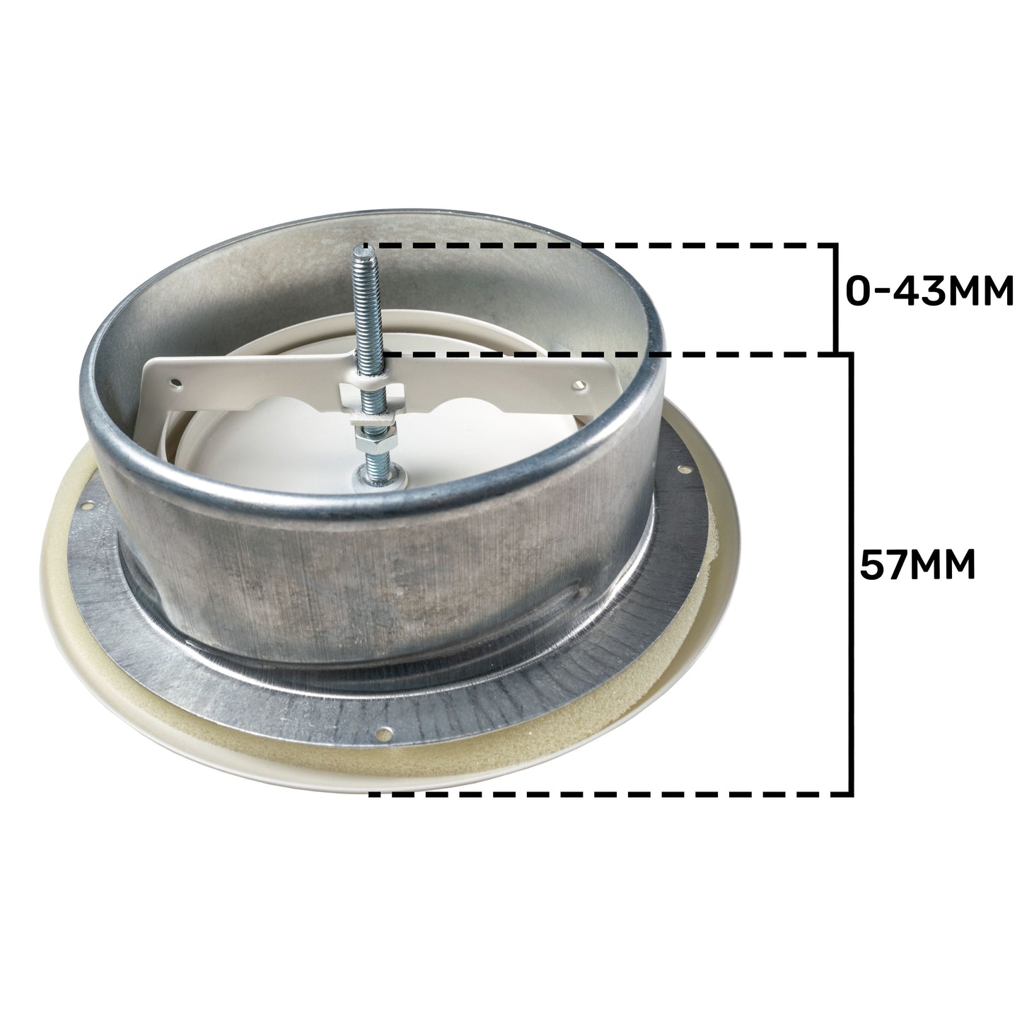 White Metal Extract Ceiling Valve 125mm - Anemostat SV