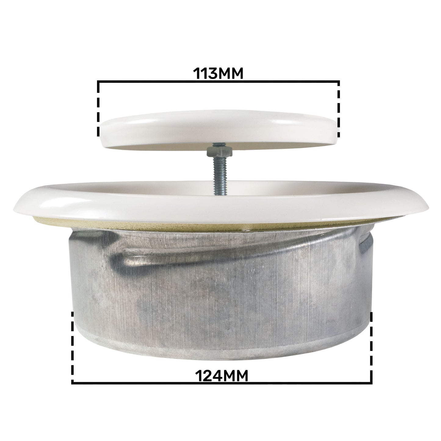 White Metal Extract Ceiling Valve 125mm - Anemostat EV