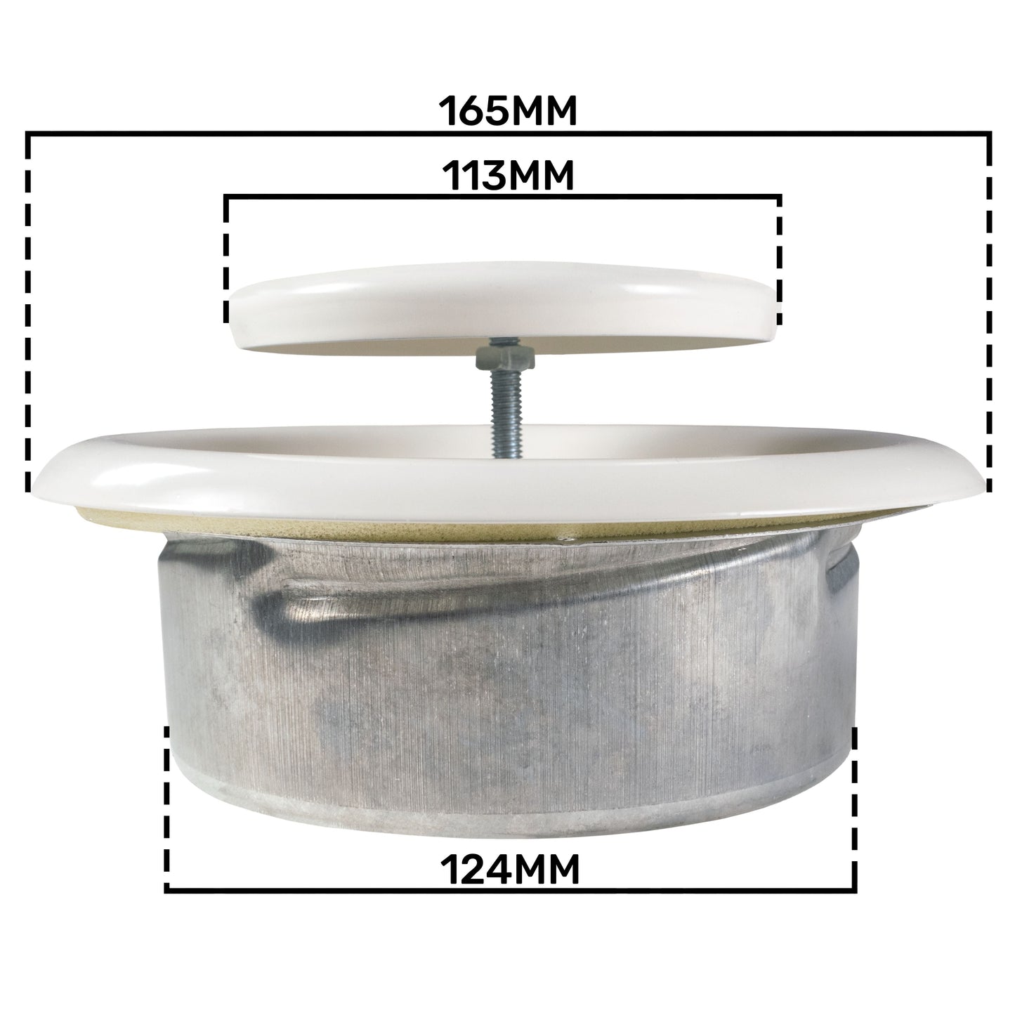 White Metal Extract Ceiling Valve 125mm - Anemostat EV