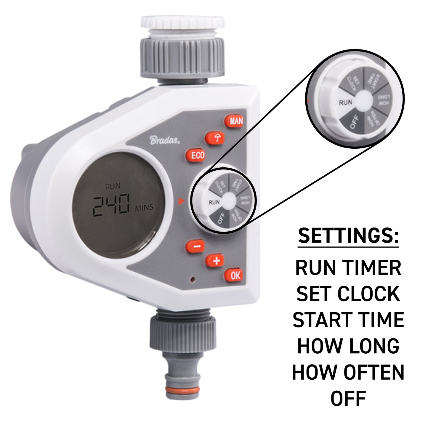 White Line 1-Way Electronic Control Water Timer