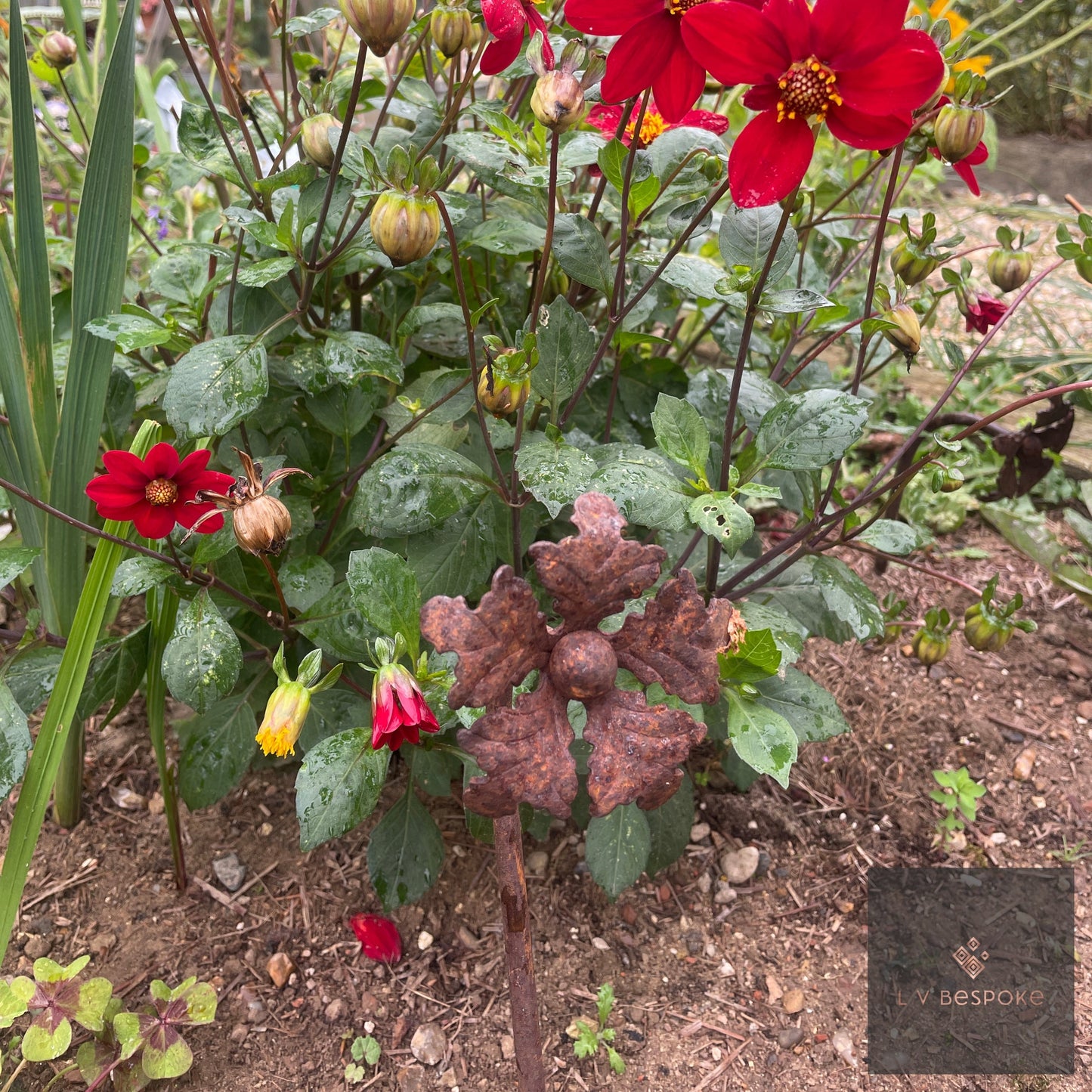 Mixed Floral Metal Garden Stakes, Short.