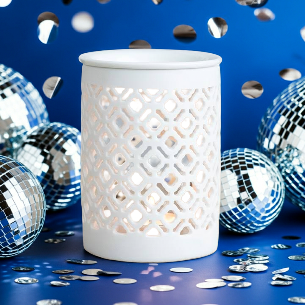 White Matte Lattice Cut Wax Burner
