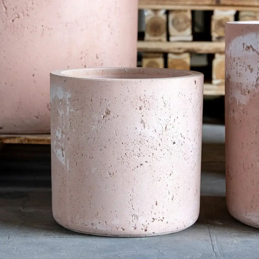 Aurella | Blushstone – 55cm Extra Large Concrete Cylinder Planter – 93L Round Plant Pot