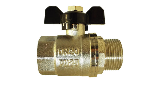 Brass Nickel-Plated Butterfly Valve 3/4" BSPM-F