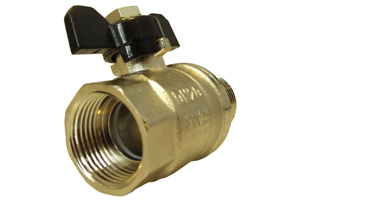 Brass Nickel-Plated Butterfly Valve 3/4" BSPM-F